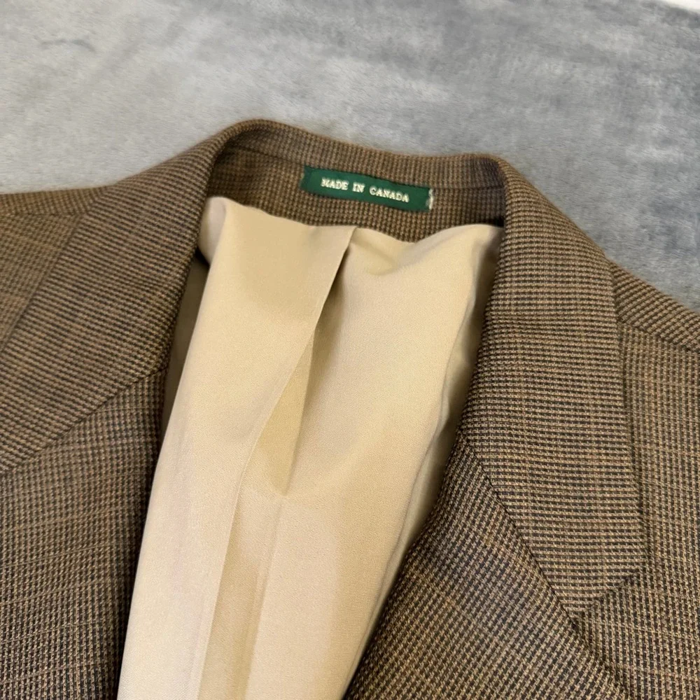 Lauren Ralph Lauren Sport Coat Mens 48 Regular Brown Wool Micro Check Blazer